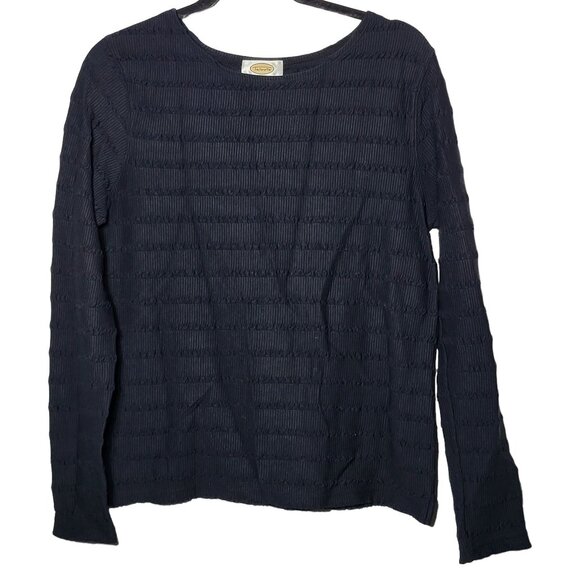 Talbots Womens Black Textured Long Sleeve Shirt Size Medium Stretch Vintage Dark - Picture 1 of 8
